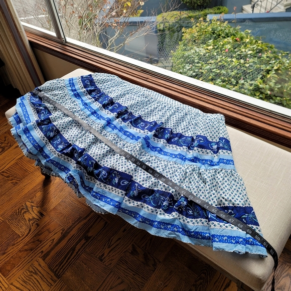 New! J Crew L Large Tiered skirt in blue ribbon block print NWT - Picture 11 of 13